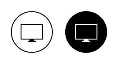 Siyah çemberdeki simgeyi görüntüle. Bilgisayar masaüstü işaret sembolü