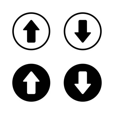 Yukarı ve aşağı ok simgesi siyah daire üzerinde. Yukarı ve aşağı işaret sembolü