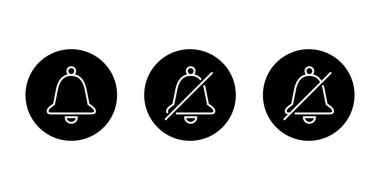 Siyah çember üzerinde bildirim ve sessiz çan simgesi