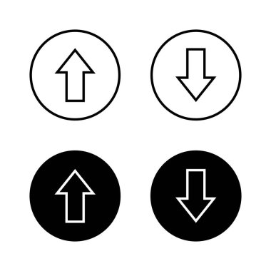 Siyah çember üzerinde yukarı ve aşağı ok çizgi simgesi