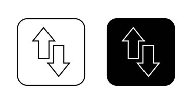 Yukarı doğru ok çizgisi simgesi siyah karede
