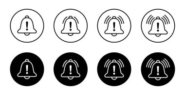 Çan ünlem simgesi siyah daireye toplandı. Uyarı uyarısı ana çizgi işareti sembolü