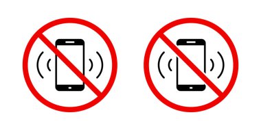 Genel tarzda sessiz telefon ikonu. Cep telefonu yasaklama simgesi