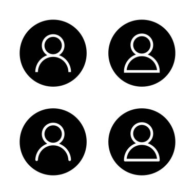 Siyah çemberde giriş kullanıcı avatar simgesi. Profil hesabı imza sembolü