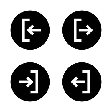 Siyah çemberin giriş ve çıkış simgesi. İmzala ve çıkış sembolünü imzala