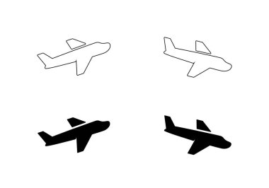 Kalkış ve varış uçağı ikonu. Uçak kalkış ve iniş işareti