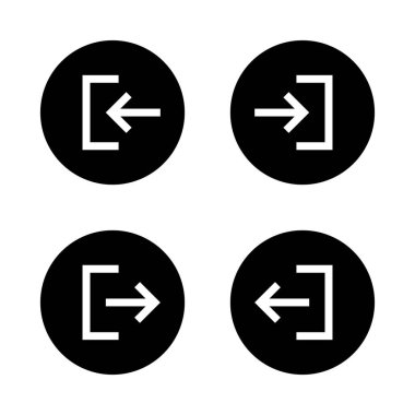 Siyah çemberin giriş ve çıkış simgesi. İmzala ve çıkış sembolünü imzala