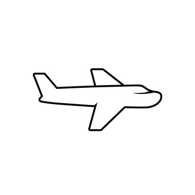 Uçak ana hatları simgesi beyaz arkaplanda izole edildi. Uçak çizgisi işareti. Uçuş konsepti