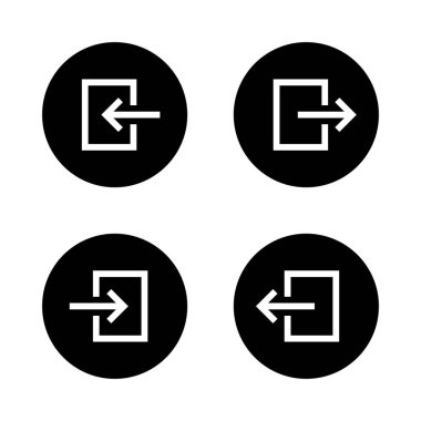 Siyah çemberin giriş ve çıkış simgesi. İşaret simgesini gir ve çık