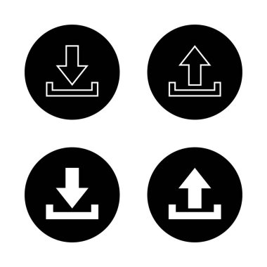 Siyah çembere simge yükle ve yükle. İndirme ve gönderme kavramı