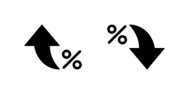 Arrow yüzde ikonu moda tarzında. Yüzde yukarı ve aşağı işaret simgesi