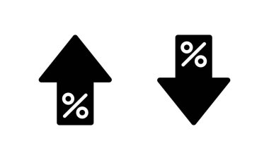 Yüzde büyüme ve düşüş simgesi. Okun işaret simgesini artır ve azalt