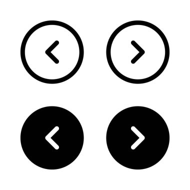 Uygulama için önceki ve sonraki yuvarlak düğmeler. Sol ve sağ işaret sembolü