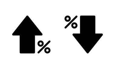 Yüzde büyüme ve azalan ok simgesi. Okun işaret simgesini artır ve azalt