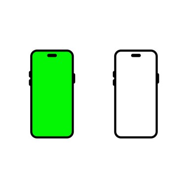 Yeşil ekran Iphone model telefon ikonu. Reklam kampanyaları ve uygulama önizlemeleri için çok yönlü akıllı telefon tasarım şablonu