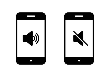Ses telefon simgesi. Ses hoparlörü sembollü cep telefonu. Halka ve sessiz mod kavramı