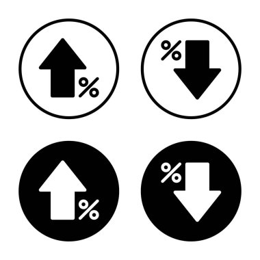 Siyah çemberde yüzde büyüme ve azalma ok simgesi