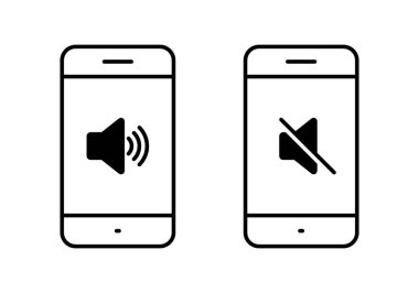 Ses telefon simgesi beyaz arkaplanda izole edildi. Ses hoparlörü sembollü cep telefonu. Halka ve sessiz mod kavramı