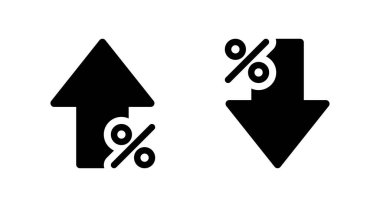 Yüzde büyüme ve düşüş simgesi. Ok yüzdesini artır ve azalt