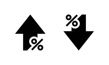 Yukarı ve aşağı yüzde ok simgesi. Oklardaki büyüme ve azalma sembolü