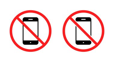 Yasak işaret simgesiyle telefon. Akıllı telefon yok, cep telefonu yasaklı bölge sembolü yok