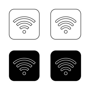 Wifi, kablosuz ağ ana hatları simgesi siyah karede. Genel Wi-Fi alan işareti sembolü