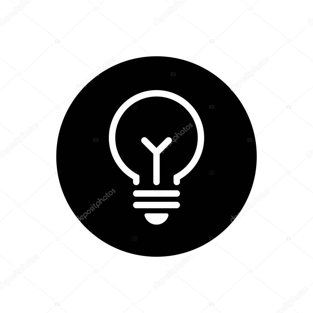 Light bulb, lamp outline icon isolated on black circle