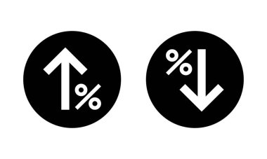 Siyah dairede yukarı ve aşağı ok simgesi. Büyüme ve azalma okları işaret sembolü