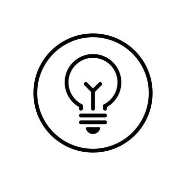 Ampul ve elektrik lambası simgesi daire çizgisi üzerinde izole edildi