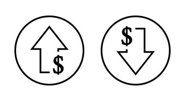 Dolar ok simgesini daire çizgisi üzerinde artır ve azalt. USD yukarı ve aşağı işaret sembolü