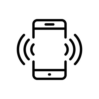 Titreşimli cep telefonu hattı simgesi. Cep telefonu titreşim işareti. Akıllı telefon titreşim sembolü