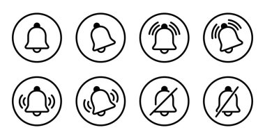 Çan ana hatları simgesi koleksiyonunu çember çizgisine yerleştir. Bildir, anımsatma işareti sembolü