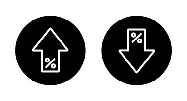 Siyah çemberin yüzde birlik ana hatları. Aşağı ve yukarı ok işareti sembolü