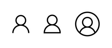 Giriş avatar ana hatları simgesi seti. Öntanımlı profil işareti. Kullanıcı hesap simgesi