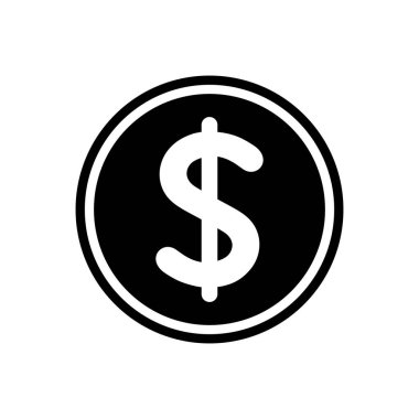 Siyah çemberde dolar simgesi. Para, Amerikan para birimi simgesi