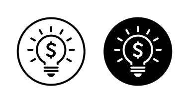 Siyah çemberin üzerinde dolar sembolü olan ampul çizgisi. Para fikri işareti simgesi