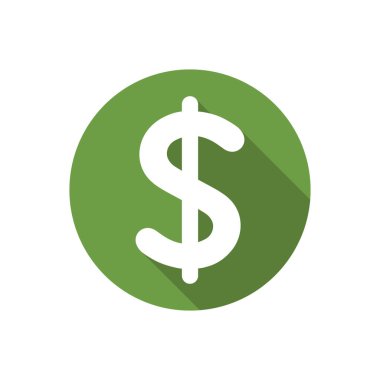 Uzun gölgeli para birimi simgesi. Para, USD işareti sembolü