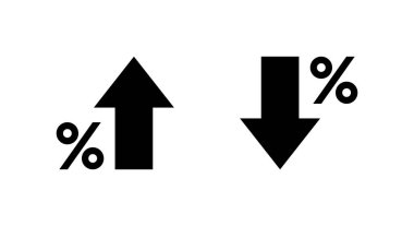 Yüzde büyüme ve düşüş simgesi. Okun yukarı ve aşağı işaret simgesi