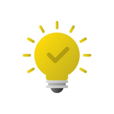 Düz tasarımda ampul kenesi işaretleme simgesi. İşaretli lamba. İç görü, bahşiş sembolü