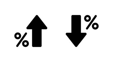 Yuvarlak köşedeki büyüme ve düşüş ikonu. Okun yukarı ve aşağı işaret simgesi