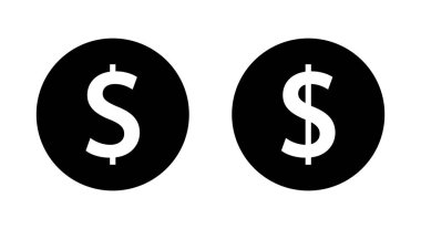 Dolar, para simgesi siyah çemberde. USD para birimi işareti sembolü