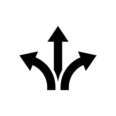 Beyaz arkaplanda üç yönlü ok simgesi var. 3 yönlü oklar işaret sembolü
