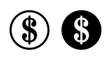 Dolar, ABD para birimi simgesi siyah daire üzerinde. Para işareti sembolü