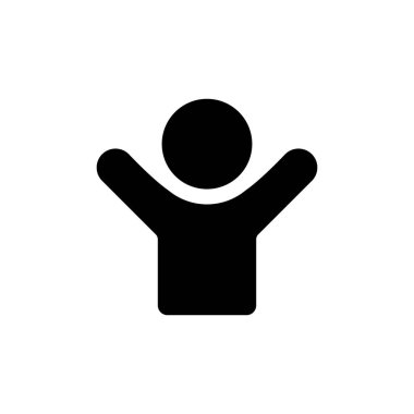 Eller yukarı insan ikonu. Destek, katılım ve olumlu ifade işareti sembolü