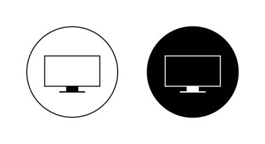 Siyah çemberdeki televizyon ekranı simgesi. Modern TV işareti sembolü