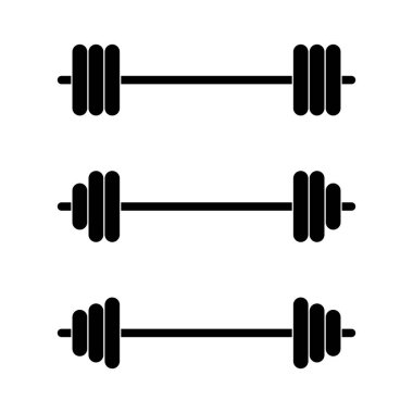 Spor salonu halteri ikonu seti. Uygulamalar ve markalaşma için spor ve spor sembolleri
