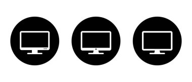 Bilgisayar monitörü simgesi siyah daireye ayarlandı. Pc ekran, masaüstü işaret sembolü