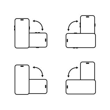 Modern akıllı telefon aygıtı simgesi setini döndür. Cep telefonu dönüş işareti sembolü