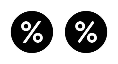 Yüzde, siyah çemberde indirim simgesi. Yüzde işareti simgesi