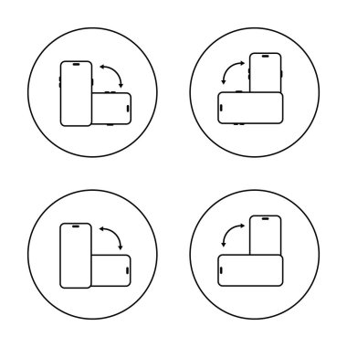 Modern akıllı telefon simgesini daire çizgisi üzerinde döndür. Cep telefonu dönüş işareti sembolü